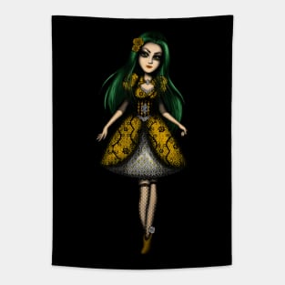 Fantasy Green and Yellow Girl Tapestry