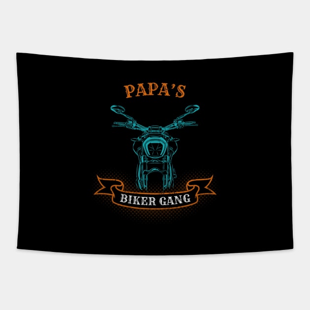 Papa's Biker Gang Father's Day Tapestry by DwiRetnoArt99