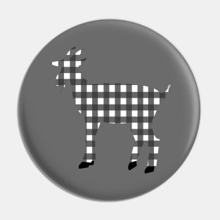 Lispe Goat with Black and White Gingham Check Pin