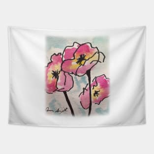 Red and Yellow Flowers Tapestry