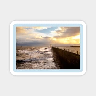 Stormy weather at Tynemouth Pier Magnet