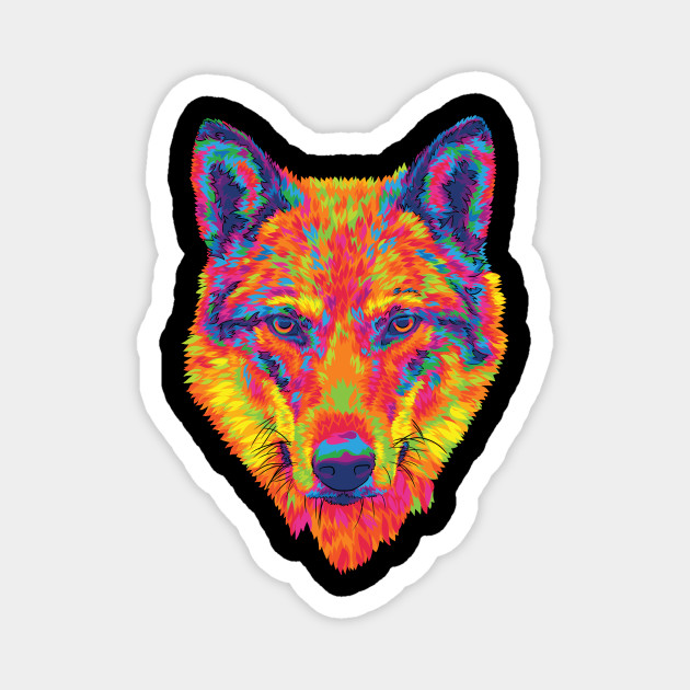 Rainbow Wolf Stare Wolf Art Magnet Teepublic