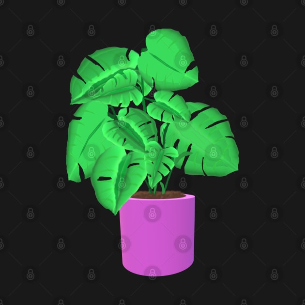 Monstera Deliciosa Plant in Purple Flower Pot by Art By LM Designs 