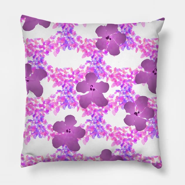 Basket Weave Vines and Flowers on White Pillow by ArtticArlo