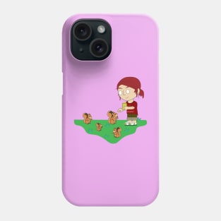 Red hair girl feed the nut to squirrel at park , Girl give the nut to squirrels, Girl relax with cute squirrel ,cute girl, squirrel family, cute rodent, cute squirrel, pet lover, Red hair girl Phone Case