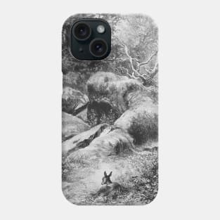 Animal landscape Deer and native plants vintage drawing Phone Case