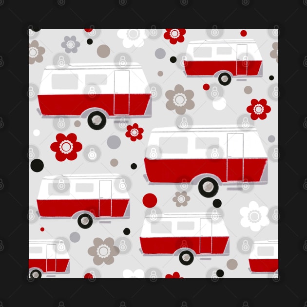 Vintage Caravan in Red, White and Grey by NattyDesigns