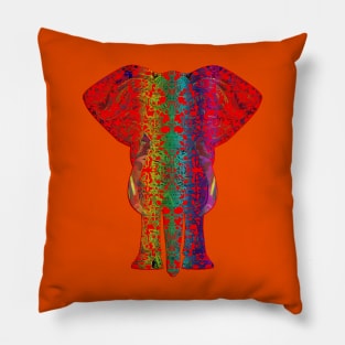 Rainbow Red Elephant in Orange Pillow