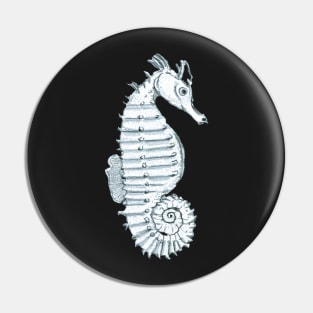 Pencil Sketch of a Seahorse on Pale Blue Pin