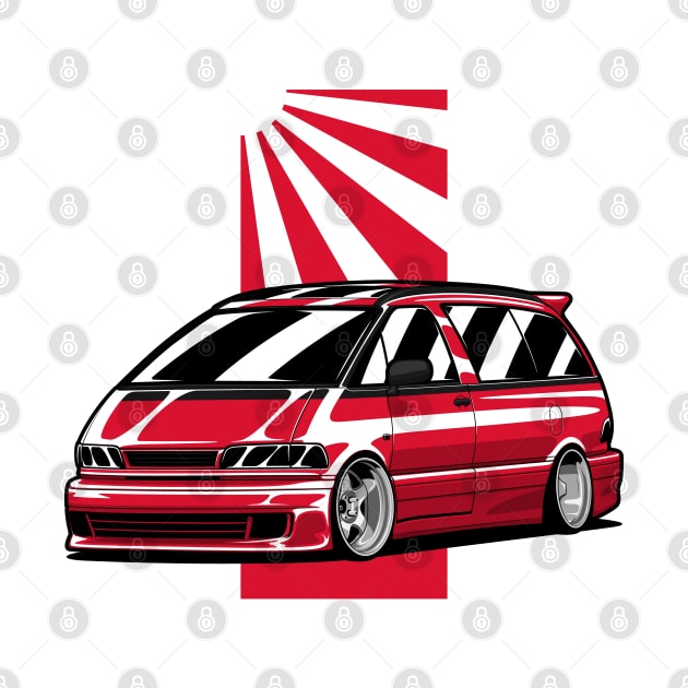 Red Estima Previa Classic JDM Legend by KaroCars