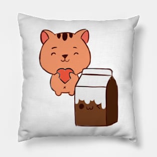 Orange cat and brown milk Pillow