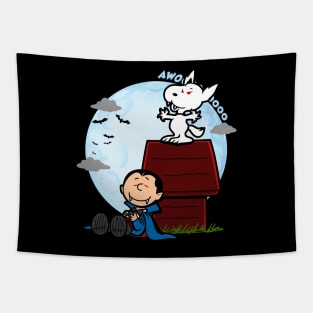 Cute Halloween Vampire Dracula Werewolf Funny Cartoon Tapestry