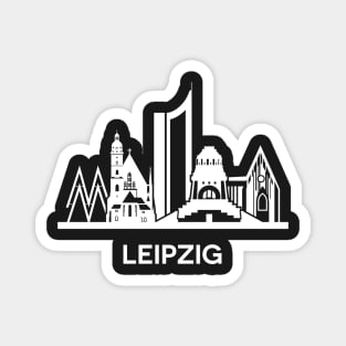 Leipzig Skyline, white Magnet