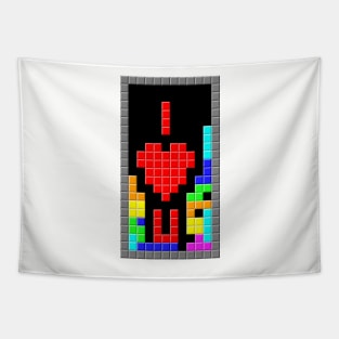 I Love You Tetris blocks Tapestry