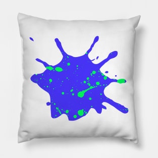 Royal Blue and Neon Green Paint Splatter Pillow