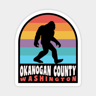 Okanogan County Washington Bigfoot Sasquatch Retro Sunset Magnet