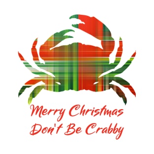 Merry Christmas Crab Checked Plaid T-Shirt