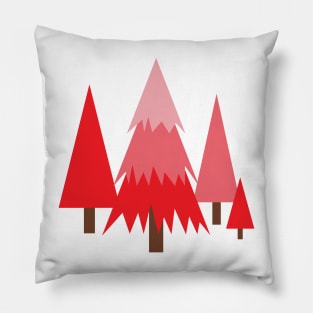 Pine trees on the hill in reds and pinks Pillow