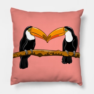 Toucans ( coral version ) Pillow