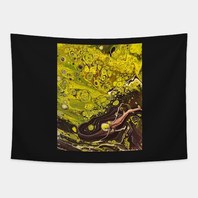 Banana Bread - Abstract Acrylic Pour Painting Tapestry by dnacademic