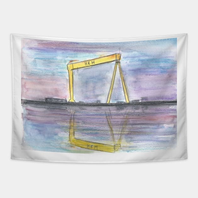 Harland and Wolff crane Tapestry by DebTheZeb