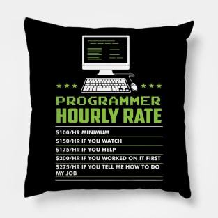 Hourly Rate - Funny Coder Programmer Pillow