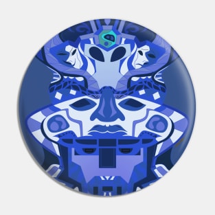 blue olmec helmet ecopop Pin