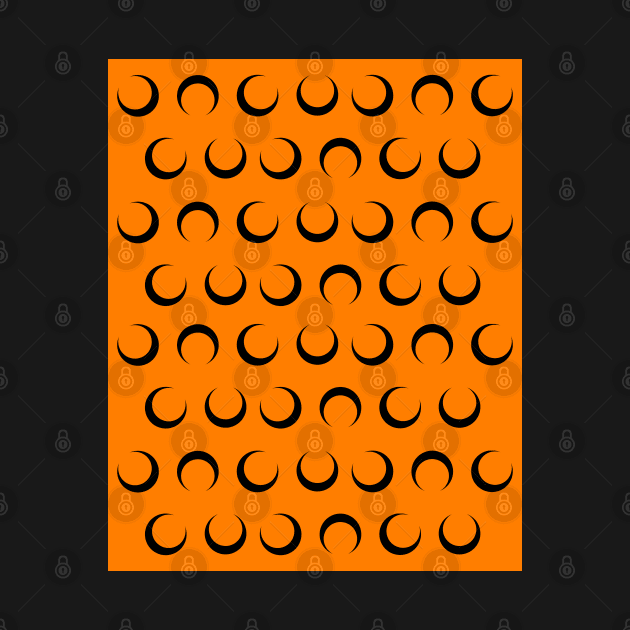 Happy Halloween Orange Moon Pattern by StilleSkyggerArt