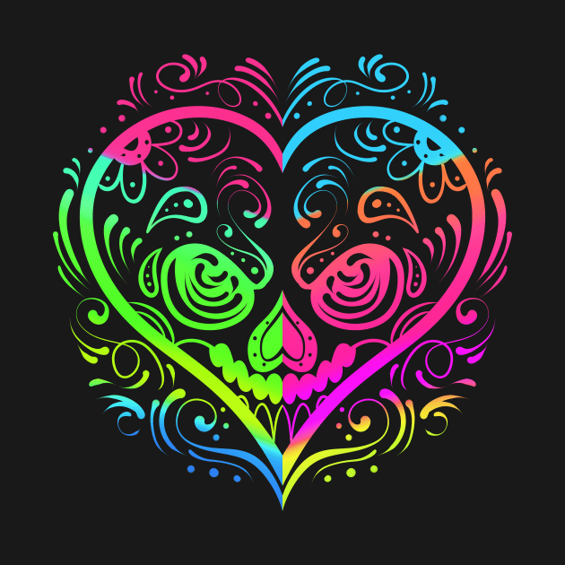 Heart Shaped Sugar Skull Painting For Day Of The Dead by SinBle