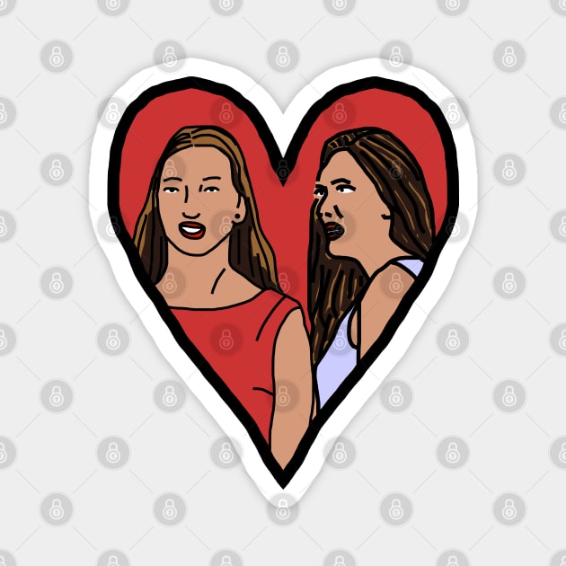 Female Couple Valentine Heart Distracted Boyfriend Meme Valentines Day Magnet by ellenhenryart