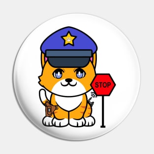 Funny orange cat police Pin
