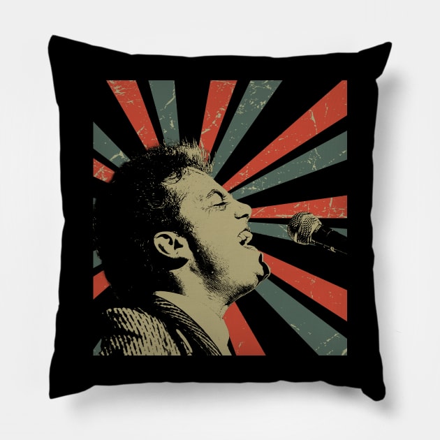 Billy Joel Sing || Vintage Art Design || Exclusive Art Pillow by Setipixel