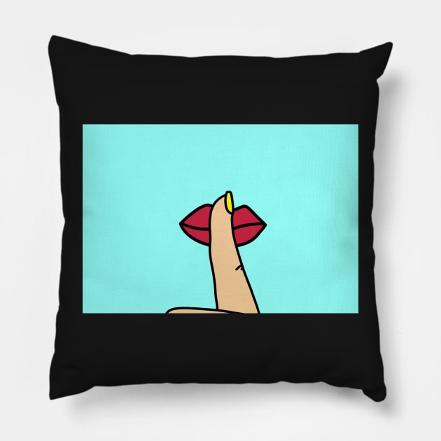 Finger on the lip Pillow by Shus-arts