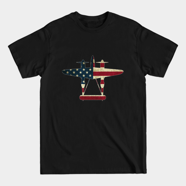 Disover Retro USA Flag P-38 Lightning Aircraft Plane WW2 Fighter Warbird Pilot Gift - P 38 Lightning - T-Shirt