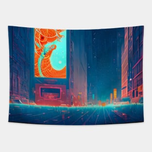 Downtown In The Rain Tapestry