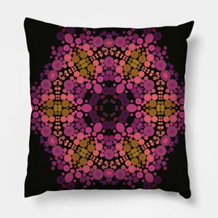 Dot Mandala Flower Pink Yellow and Black Pillow