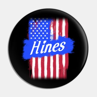 American Flag Hines Family Gift For Men Women, Surname Last Name Pin