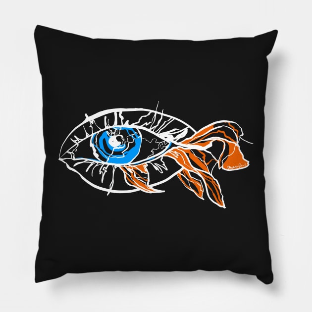 Single Line - Pisces (White) Pillow by MaxencePierrard