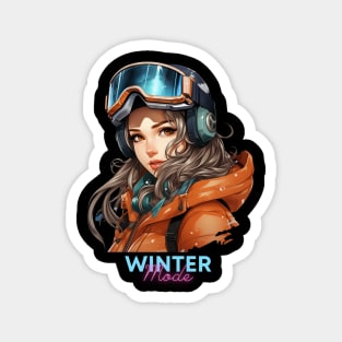 Winter Mode - Women's Snowboard Magnet