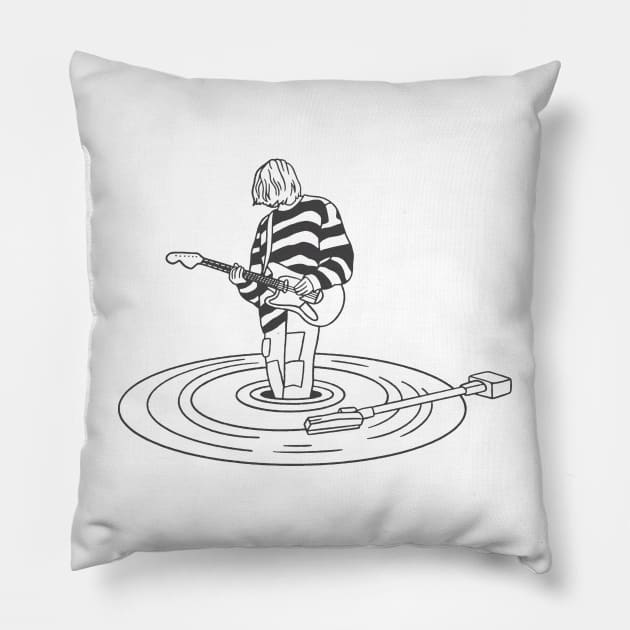 Kurt Cobain - Vinyl Style Pillow by Ilustra Zee Art