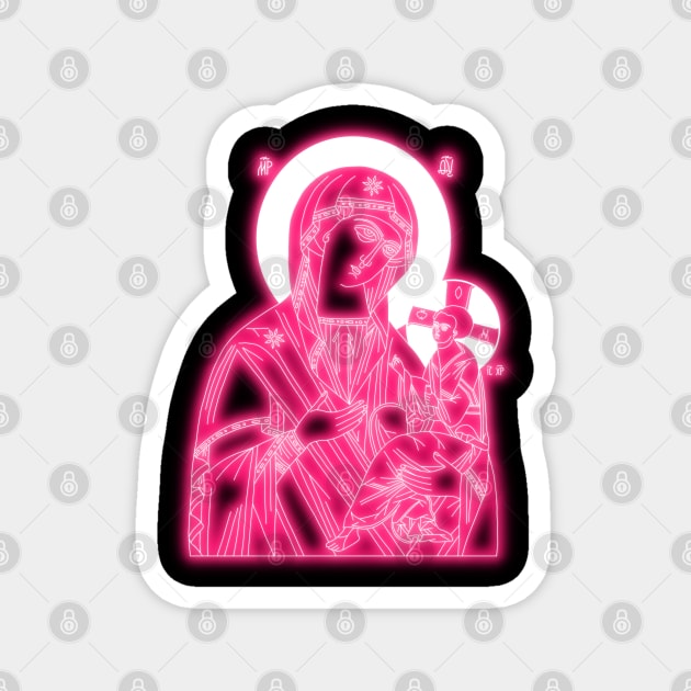 Pink Neon Orthodox Icon of Virgin Mary and Jesus-Christ Magnet by la chataigne qui vole ⭐⭐⭐⭐⭐