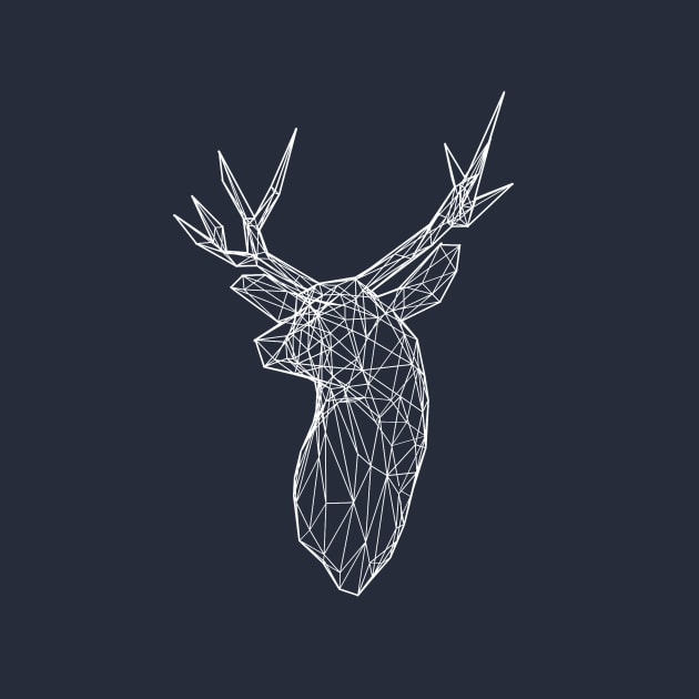 3D White Line Stag Deer Polygon Head by dotsan