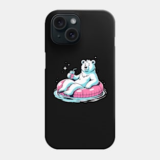 Pool Party White Bear Pink Float Novelty Funny Bear Phone Case