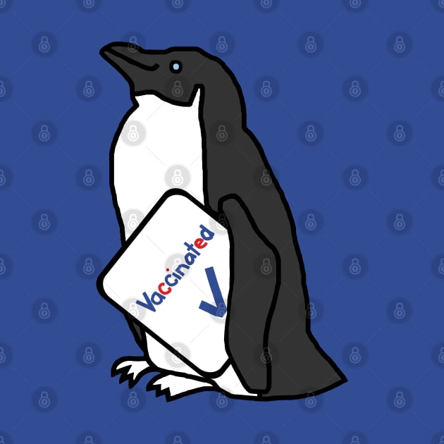 Cute Penguin with Vaccinated Sign by ellenhenryart