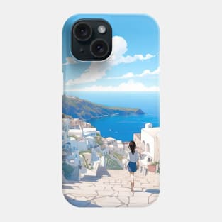 Greece Santorini Landscape - Anime Wallpaper Phone Case