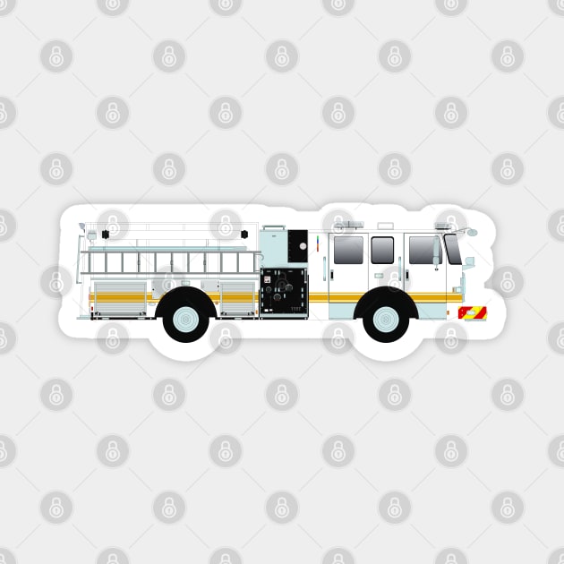 White Fire Engine (with Yellow stripe) Magnet by BassFishin