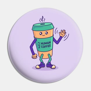 Half human, half coffee takeaway cup Pin