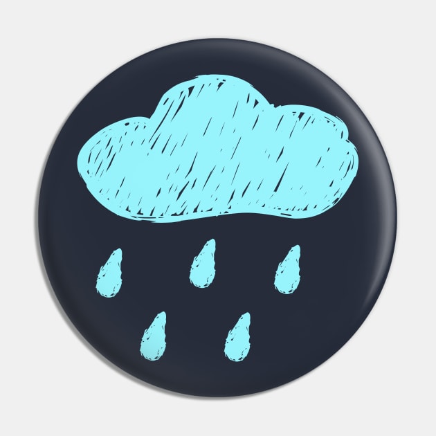 Chalkboard Raining Cloud Kids Drawing Pin by RageRabbit