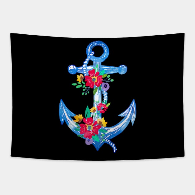 Anchor With Flower Tapestry by Mako Design 