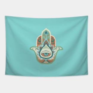 Hamsa Hand - Turquoise(December) Tapestry